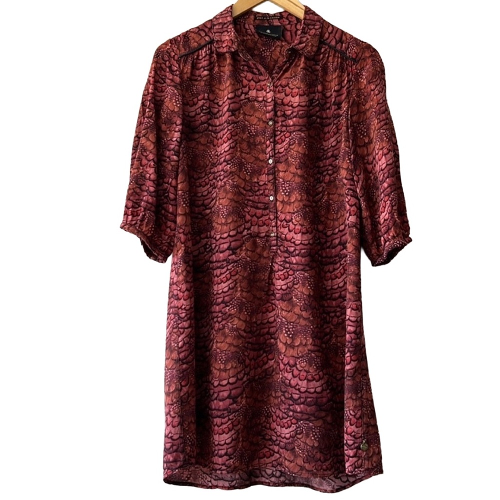 Scotch & Soda Burgundy Patterned Shirt  Dress
